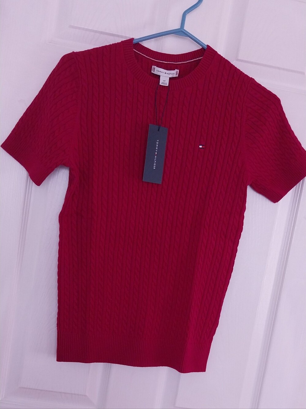 Tommy Hilfiger Brand New Cable-Knit Short-Sleeve Sweater
